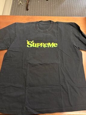 Supreme Black Tee with Lime Green Logo